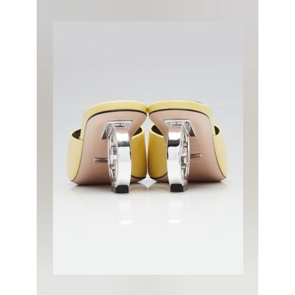 Gucci Yellow Leather Slide GG Logo Heels Size 39.5 - Picture 8 of 16